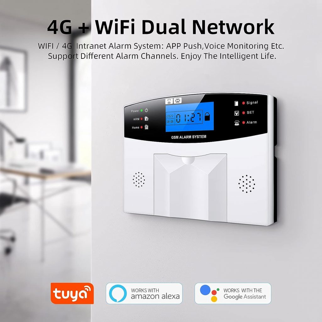 Clouree Home Alarm System with Keypad, GSM Home Security Alarm System with Infrared Detector Sensor, Doors/Windows Sensor, 12 Pieces Home Burglar Kits for DIY Warehouse/House