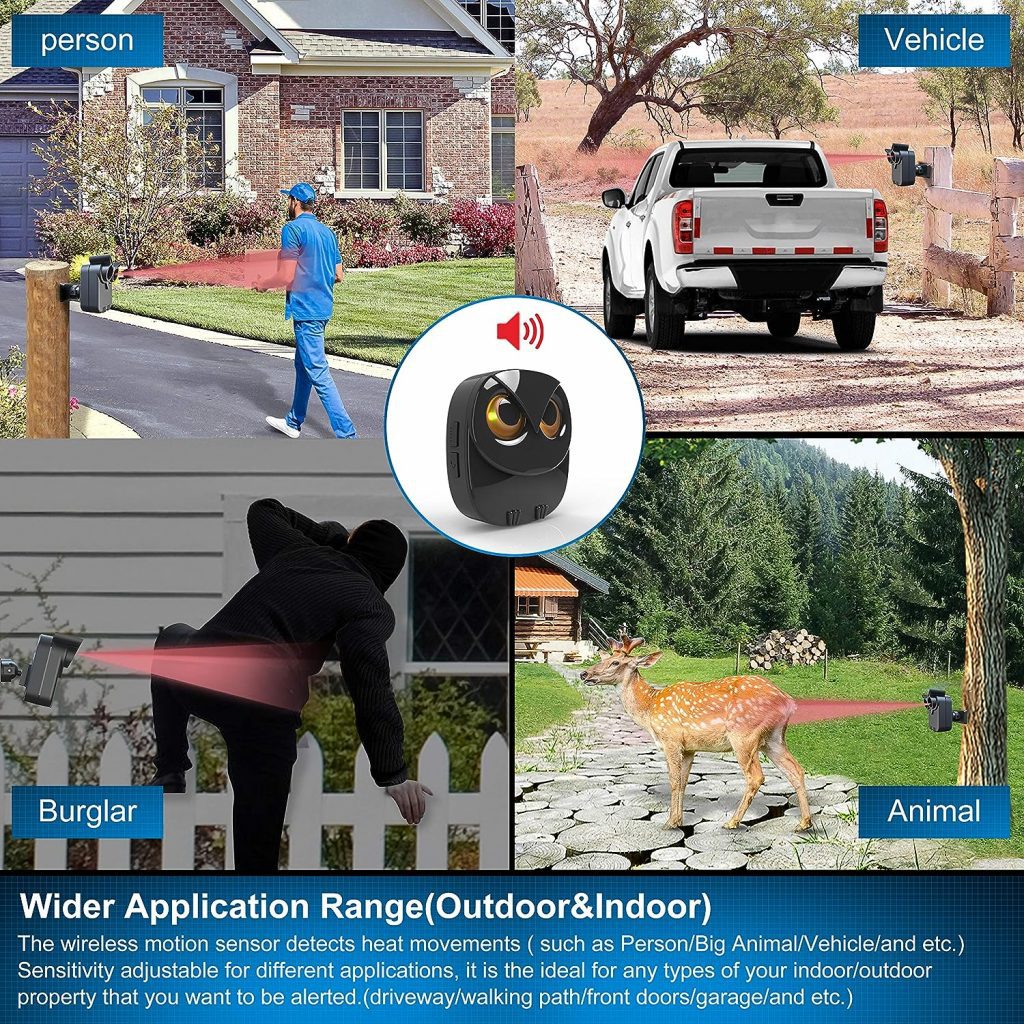 HTZSafe Amazon Driveway Alarm- 1/2 Mile Long Range Wireless Driveway Alarm Outdoor Weather Resistant Motion SensorDetector-DIY Security Alert-MonitorProtect Outdoor/Indoor Property - 1 Receiver and 2 Sensors
