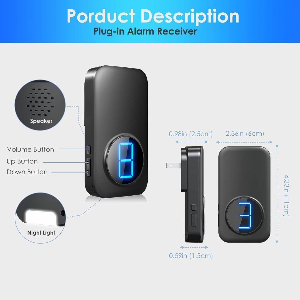 Driveway Alarm Wireless Motion Sensor Alarm Outdoor Indoor Weather Resistant Microwave ilnfrared Detector Security Alert System Monitor 600 Feet Long Range Protect Outside/Inside Property