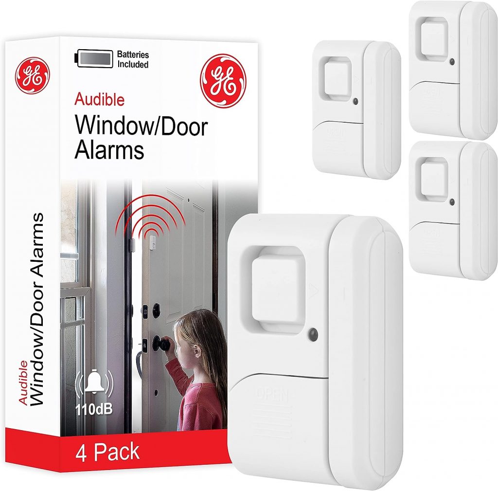 GE Personal Security Window and Door Alarm, 4 Pack, DIY Protection, Burglar Alert, Wireless, Chime/Alarm, Easy Installation, Ideal for Home, Garage, Apartment and More, 45174,White GE Personal Security Window and Door Alarm, 4 Pack, DIY Protection, Burglar Alert, Wireless, Chime/Alarm, Easy Installation, Ideal for Home, Garage, Apartment and More, 45174,White