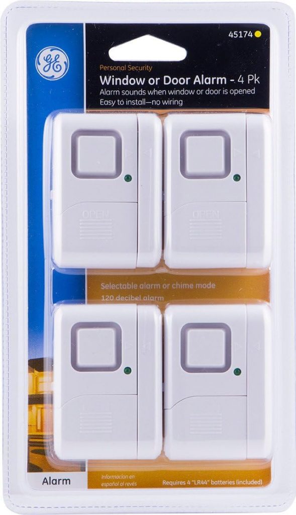 GE Personal Security Window and Door Alarm, 4 Pack, DIY Protection, Burglar Alert, Wireless, Chime/Alarm, Easy Installation, Ideal for Home, Garage, Apartment and More, 45174,White GE Personal Security Window and Door Alarm, 4 Pack, DIY Protection, Burglar Alert, Wireless, Chime/Alarm, Easy Installation, Ideal for Home, Garage, Apartment and More, 45174,White