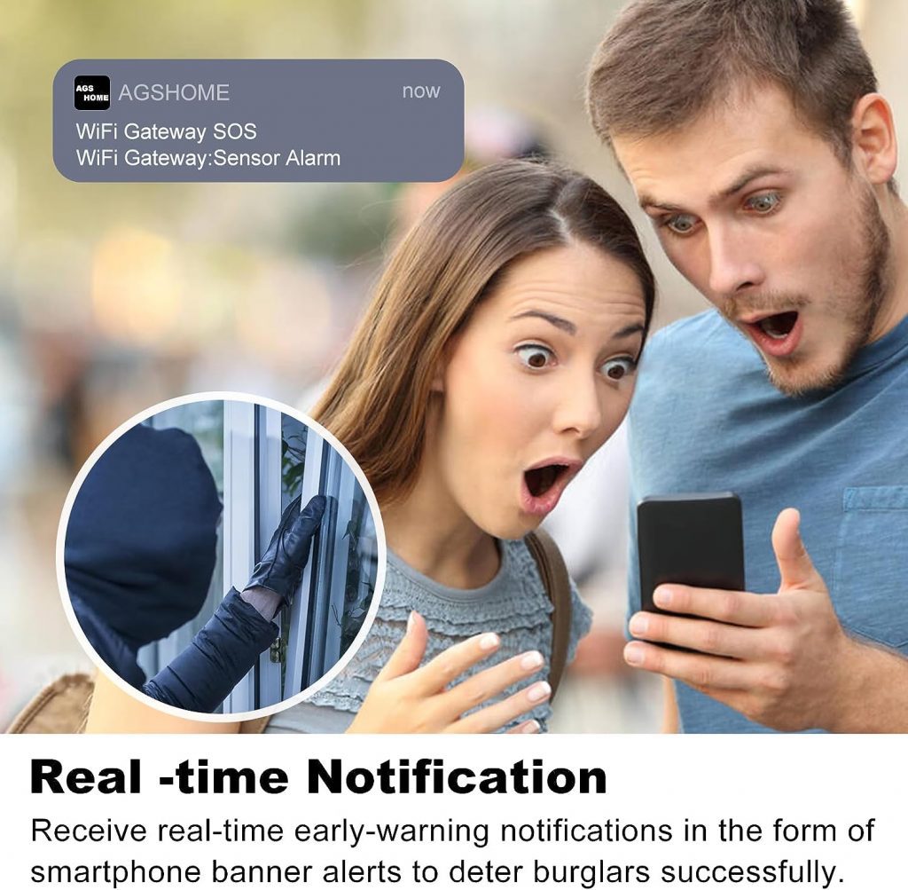 GRSICO Home Alarm System(3rd Gen), 5-Piece kit Door/Window Sensors WiFi Alarm System with Gateway, Smart Wireless Home Alarm Security System DIY, No Contract, App Alert for House Apartment Office