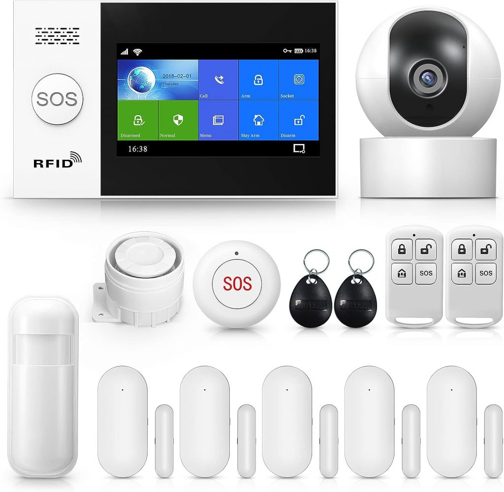 Home Security System, Wireless 4G WiFi Alarm System with 1080p Surveillance Camera, 4.3 Touch Screen Home Burglar Alarm Compatible with Alexa Google Home Home Security System, Wireless 4G WiFi Alarm System with 1080p Surveillance Camera, 4.3 Touch Screen Home Burglar Alarm Compatible with Alexa Google Home