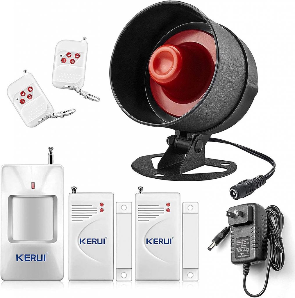KERUI Upgraded Home Security System Indoor Outdoor Weather-Proof Siren Window Door Sensors Motion Sensor Alarm with Remote Control More DIY, Wireless House Hotel Garage Shop Burglar Door Alarm System