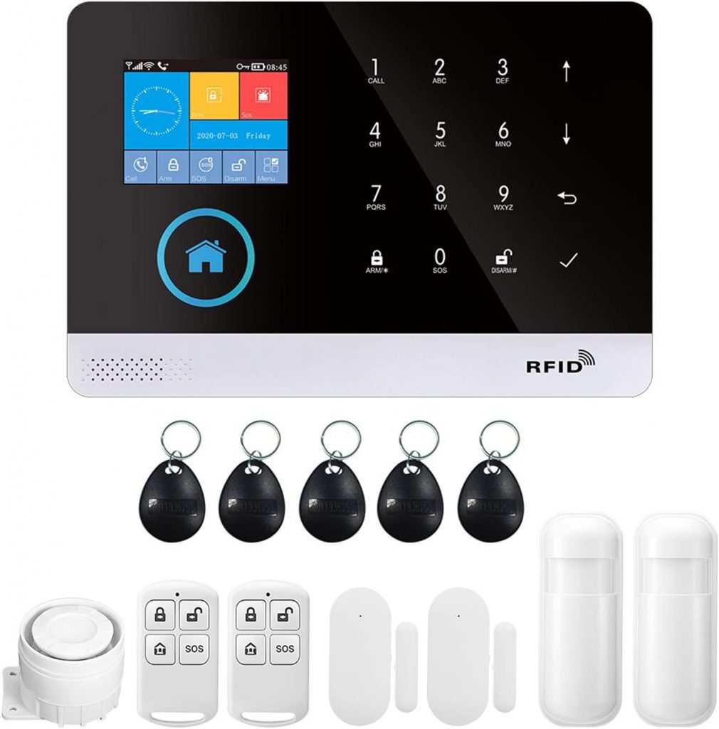 Splenssy WiFi GSM Home Alarm Security System, 2.4in LCD Wireless DIY Smart Home Burglar Security Alarm System 10 Piece Kit, Compatible with Alexa Google Home Voice Control Splenssy WiFi GSM Home Alarm Security System, 2.4in LCD Wireless DIY Smart Home Burglar Security Alarm System 10 Piece Kit, Compatible with Alexa Google Home Voice Control