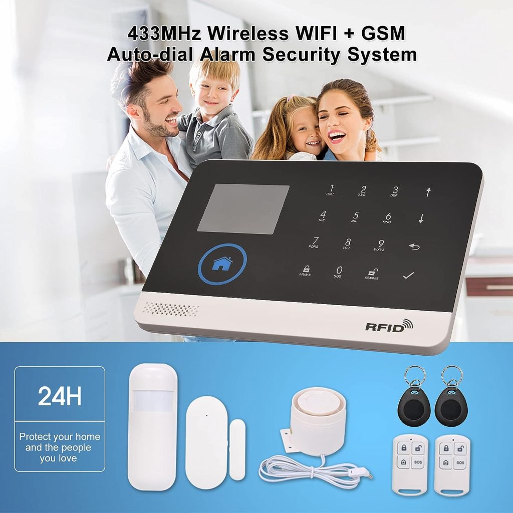 Splenssy WiFi GSM Home Alarm Security System, 2.4in LCD Wireless DIY Smart Home Burglar Security Alarm System 10 Piece Kit, Compatible with Alexa Google Home Voice Control Splenssy WiFi GSM Home Alarm Security System, 2.4in LCD Wireless DIY Smart Home Burglar Security Alarm System 10 Piece Kit, Compatible with Alexa Google Home Voice Control