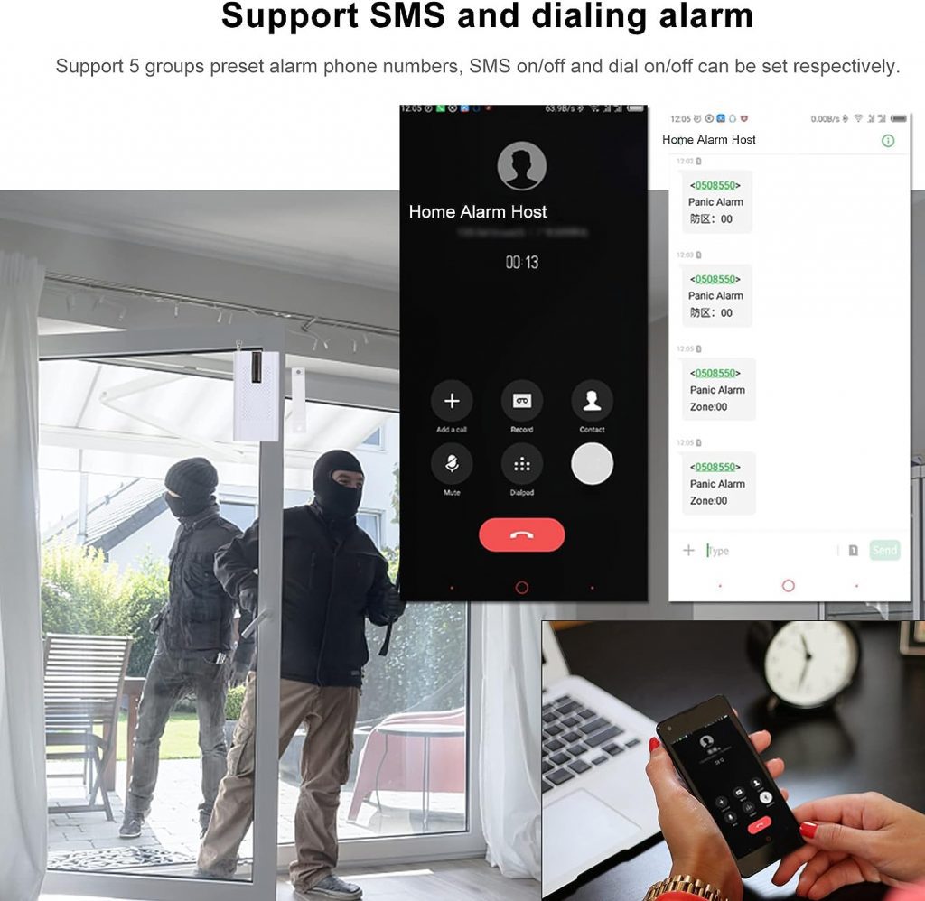 Splenssy WiFi GSM Home Alarm Security System, 2.4in LCD Wireless DIY Smart Home Burglar Security Alarm System 10 Piece Kit, Compatible with Alexa Google Home Voice Control Splenssy WiFi GSM Home Alarm Security System, 2.4in LCD Wireless DIY Smart Home Burglar Security Alarm System 10 Piece Kit, Compatible with Alexa Google Home Voice Control