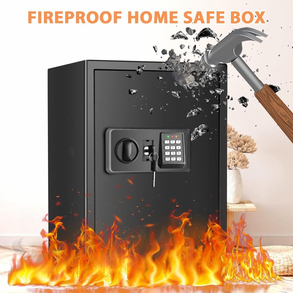 1.0 Cubic Safe Box Fireproof Waterproof with Digital Keypad Key, Anti-Theft Fireproof Safe with Fireproof Money Bag, Security Home Safe for Pistol Money Medicine Important Documents 1.0 Cubic Safe Box Fireproof Waterproof with Digital Keypad Key, Anti-Theft Fireproof Safe with Fireproof Money Bag, Security Home Safe for Pistol Money Medicine Important Documents