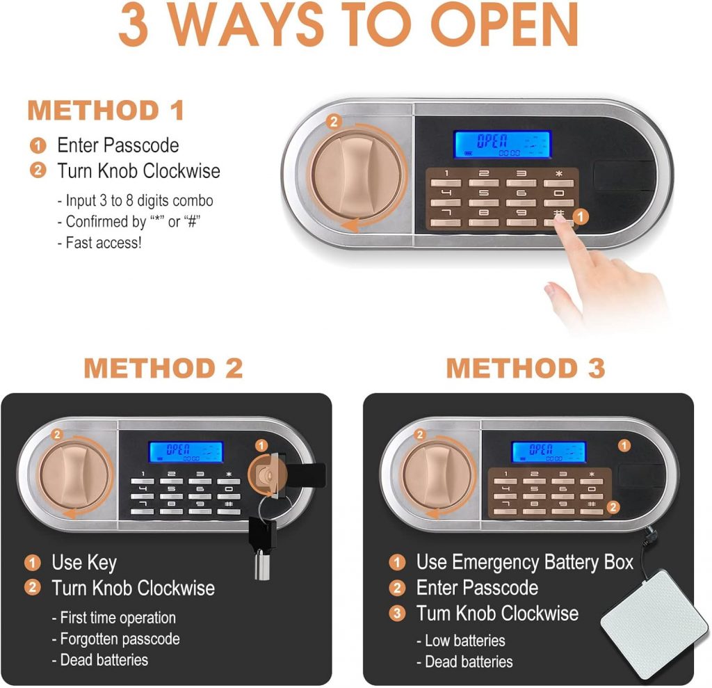 1.0 Cuft Home Safe Fireproof Waterproof, Digital Home Security Safe Box with Numeric Keypad and Spare Keys, Fireproof Document Safe for Home Money Firearm Medicines (25MD-6) 1.0 Cuft Home Safe Fireproof Waterproof, Digital Home Security Safe Box with Numeric Keypad and Spare Keys, Fireproof Document Safe for Home Money Firearm Medicines (25MD-6)