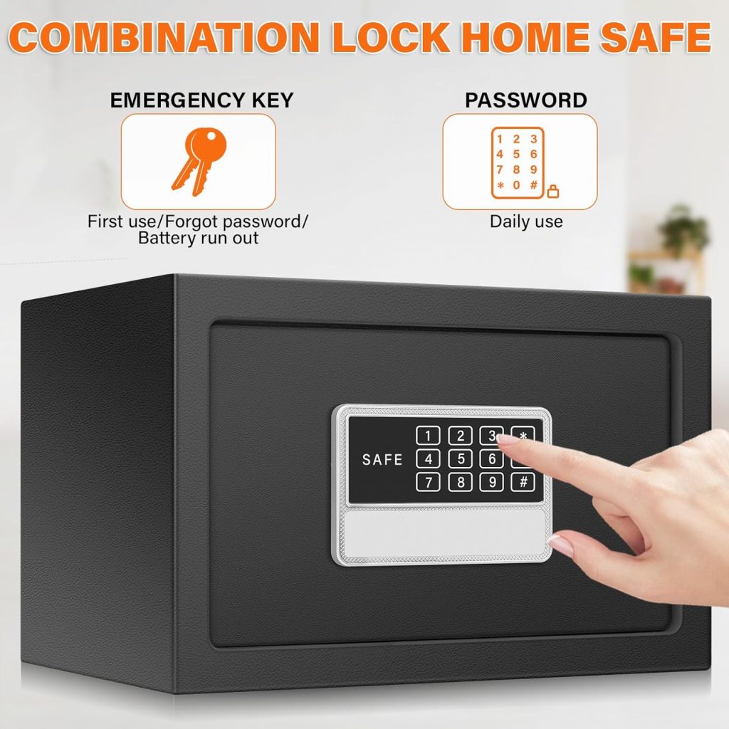 2.0 Cu ft Home Safe Fireproof Waterproof, Anti-Theft Fireproof Safe with Fireproof Document Bag, Combination Lock and Removable Shelf, Fire Safe Box for Home Important Documents Valuables 2.0 Cu ft Home Safe Fireproof Waterproof, Anti-Theft Fireproof Safe with Fireproof Document Bag, Combination Lock and Removable Shelf, Fire Safe Box for Home Important Documents Valuables