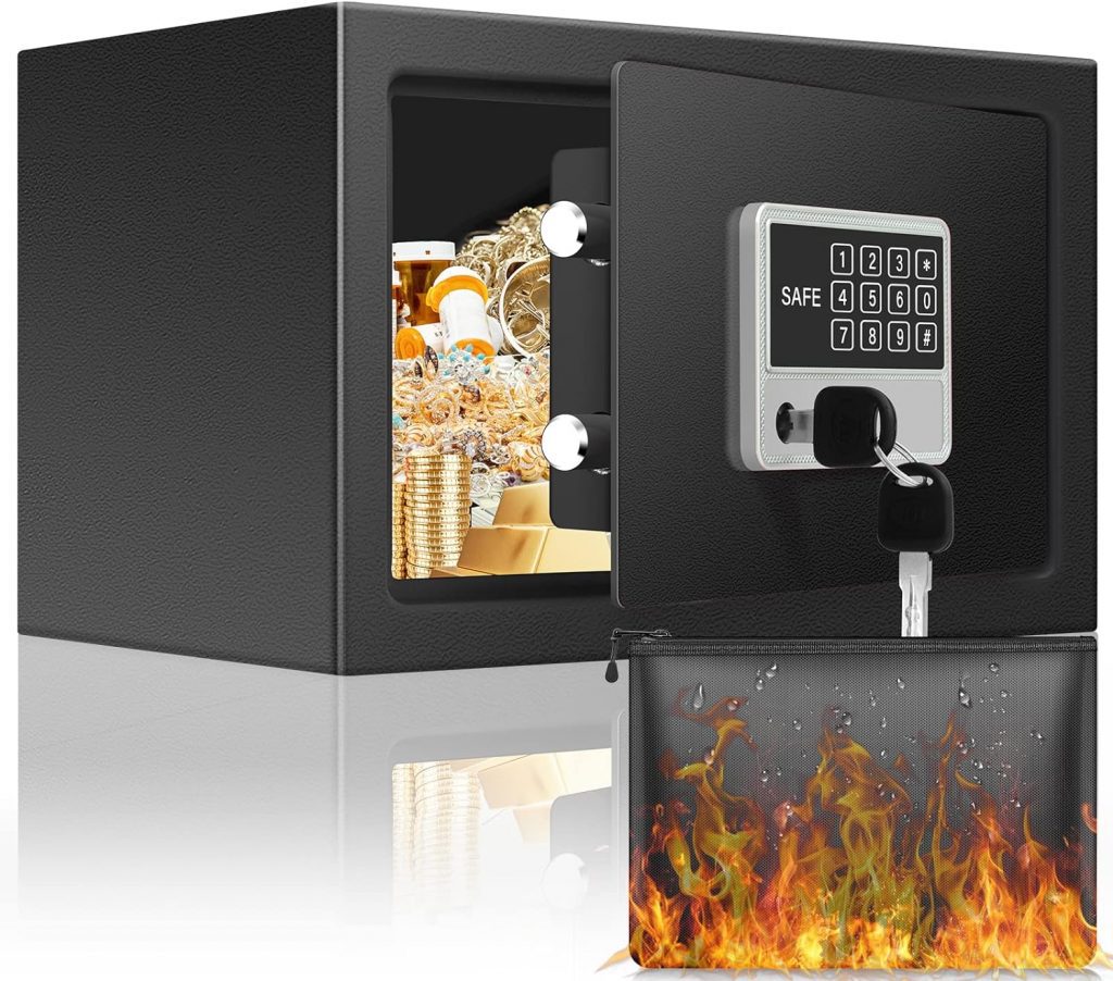 2.0 Cu ft Home Safe Fireproof Waterproof, Anti-Theft Fireproof Safe with Fireproof Document Bag, Combination Lock and Removable Shelf, Fire Safe Box for Home Important Documents Valuables 2.0 Cu ft Home Safe Fireproof Waterproof, Anti-Theft Fireproof Safe with Fireproof Document Bag, Combination Lock and Removable Shelf, Fire Safe Box for Home Important Documents Valuables