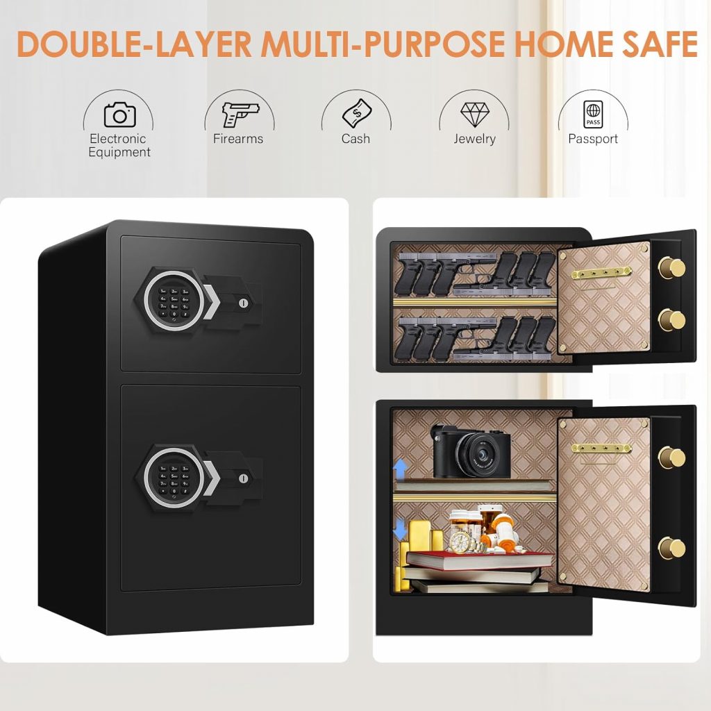 [2023 Upgraded] 6.1 Cu ft Extra Large Home Safe Fireproof Waterproof with [DOUBLE SAFES], [Anti-Theft] Fireproof Safe Boxes for HOME USE, Fireproof Safe for Home Business Office Valuables