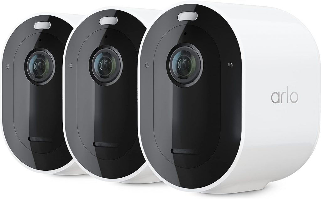 Arlo Pro 4 Spotlight Camera - 3 Pack - Wireless Security, 2K Video HDR, Color Night Vision, 2 Way Audio, Wire-Free, Direct to WiFi No Hub Needed, White - VMC4350P