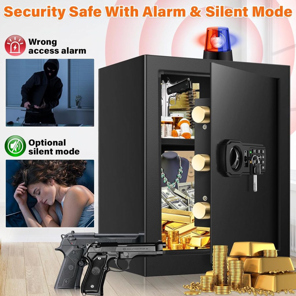 GHJGAGE 2.5 Cub Home Safe Fireproof Waterproof for HOME USE, Large Cabinet Safe Box with Fireproof Document Bag Removable Shelf, Personal Security Digital Safe for Home Money Firearm A4 Document GHJGAGE 2.5 Cub Home Safe Fireproof Waterproof for HOME USE, Large Cabinet Safe Box with Fireproof Document Bag Removable Shelf, Personal Security Digital Safe for Home Money Firearm A4 Document