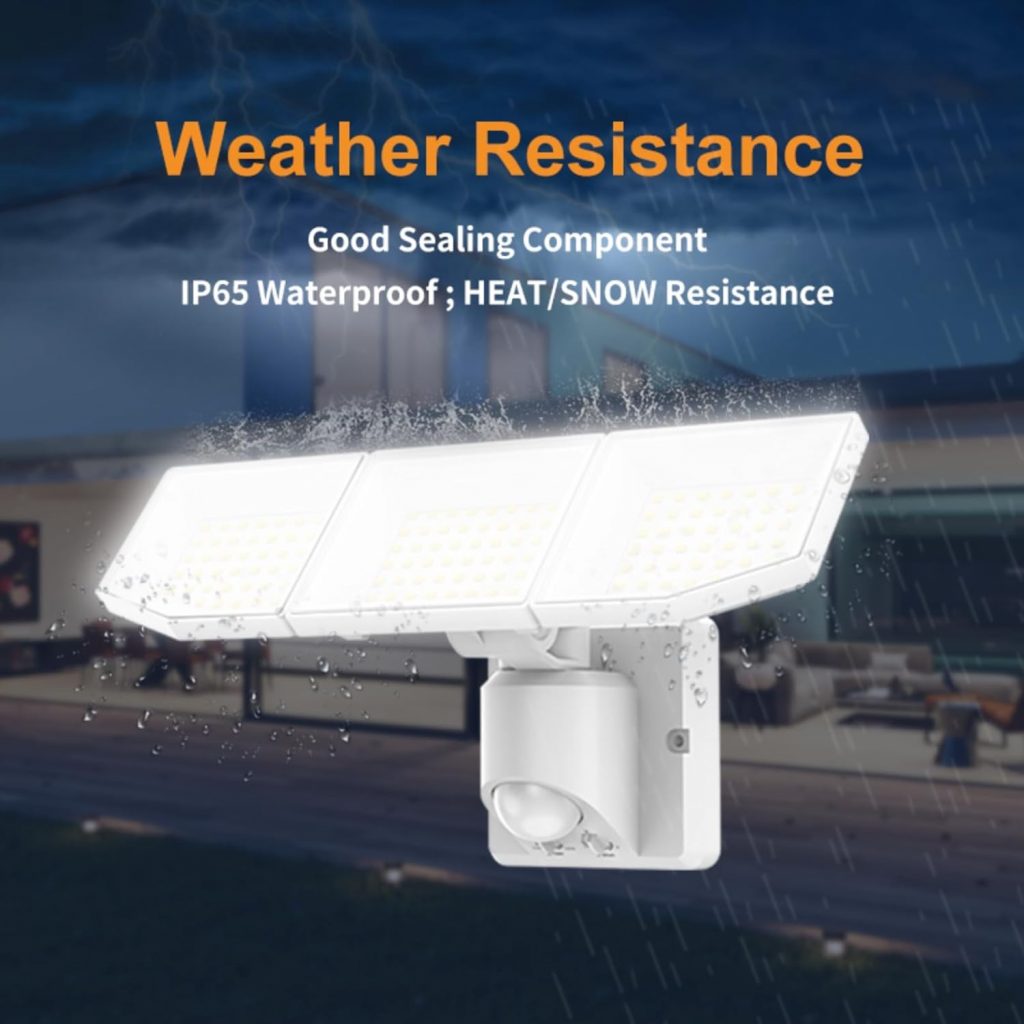 Motion Sensor Outdoor Lights, 38W 8000LM LED Security Lights, 3 Head Adjustable Motion Detected Flood Lights, IP65 Waterproof, Dusk to Dawn, 6500K, Outdoor Floodlights for Garage, Yard, Patio, Porch Motion Sensor Outdoor Lights, 38W 8000LM LED Security Lights, 3 Head Adjustable Motion Detected Flood Lights, IP65 Waterproof, Dusk to Dawn, 6500K, Outdoor Floodlights for Garage, Yard, Patio, Porch