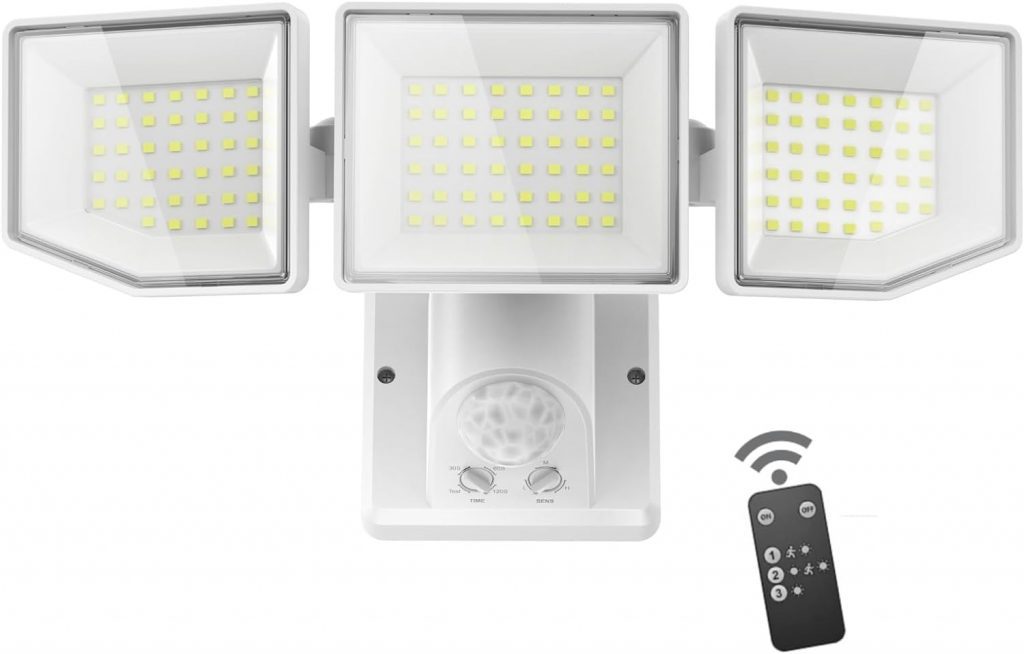 Motion Sensor Outdoor Lights, 38W 8000LM LED Security Lights, 3 Head Adjustable Motion Detected Flood Lights, IP65 Waterproof, Dusk to Dawn, 6500K, Outdoor Floodlights for Garage, Yard, Patio, Porch Motion Sensor Outdoor Lights, 38W 8000LM LED Security Lights, 3 Head Adjustable Motion Detected Flood Lights, IP65 Waterproof, Dusk to Dawn, 6500K, Outdoor Floodlights for Garage, Yard, Patio, Porch