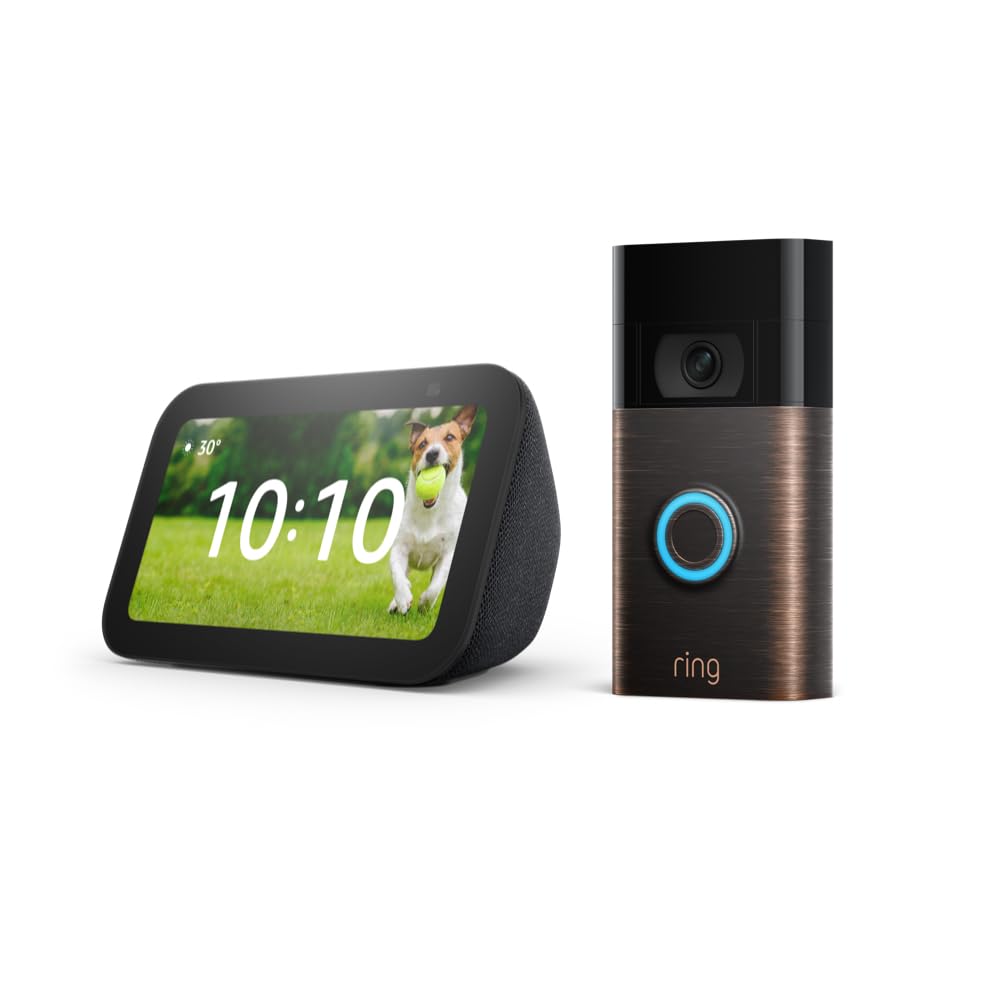 Ring Video Doorbell (Venetian Bronze) bundle with Echo Show 5 (3rd Gen) Black Friday Ring Camera Deals And Ring Doorbell Deals
