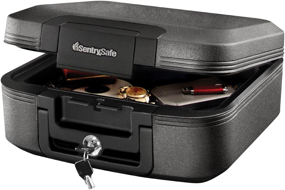 SentrySafe Fireproof and Waterproof Safe Box with Key Lock, Fire and Water Chest Safe for Valuables, 0.28 Cubic Feet, 6.6 x 15.4 x 14.3 Inches, CHW20221 SentrySafe Fireproof and Waterproof Safe Box with Key Lock, Fire and Water Chest Safe for Valuables, 0.28 Cubic Feet, 6.6 x 15.4 x 14.3 Inches, CHW20221