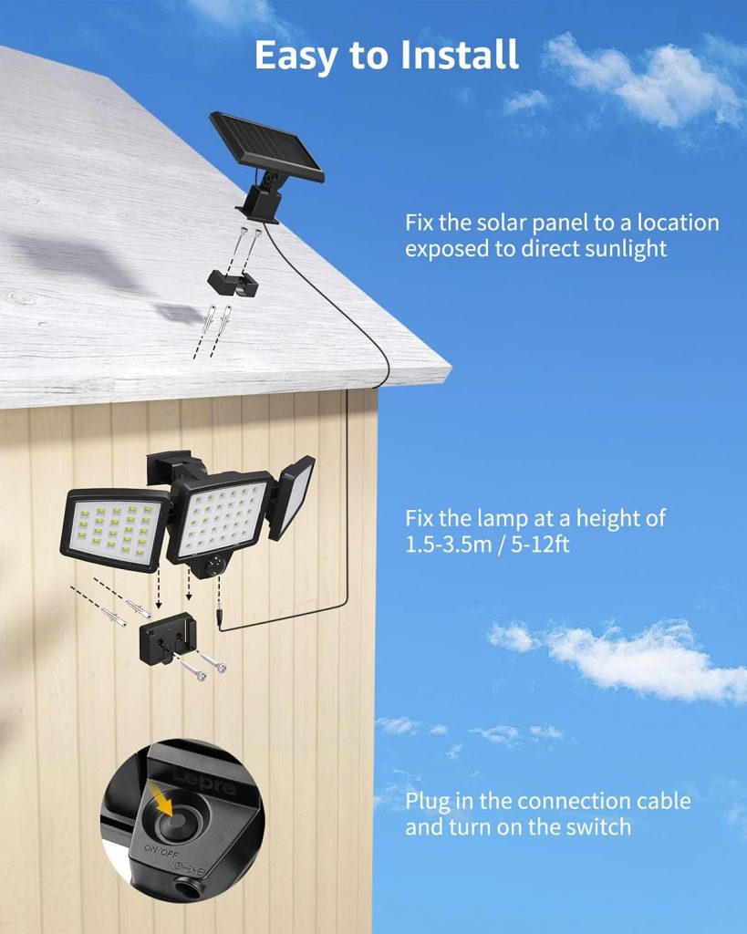 Solar Lights for Outside, WL5000 Motion Activated Security Lights, Separate Solar Panel, 3 Adjustable Head 270° Wide Lighting Angle, IP65 Waterproof Wall Lamp for Porch Yard Garage, 2 Packs Solar Lights for Outside, WL5000 Motion Activated Security Lights, Separate Solar Panel, 3 Adjustable Head 270° Wide Lighting Angle, IP65 Waterproof Wall Lamp for Porch Yard Garage, 2 Packs