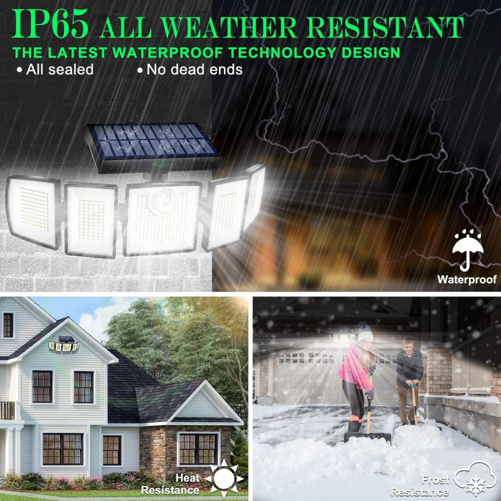 Solar Lights Outdoor Waterproof Motion Sensor - 2023 Newest 416 LEDs 3000 Lumens Super Bright 3 Brightness 3 Modes 2400mAh 360° Illumination 32ft Solar Flood Lights Security Light Outdoor - 2Pack