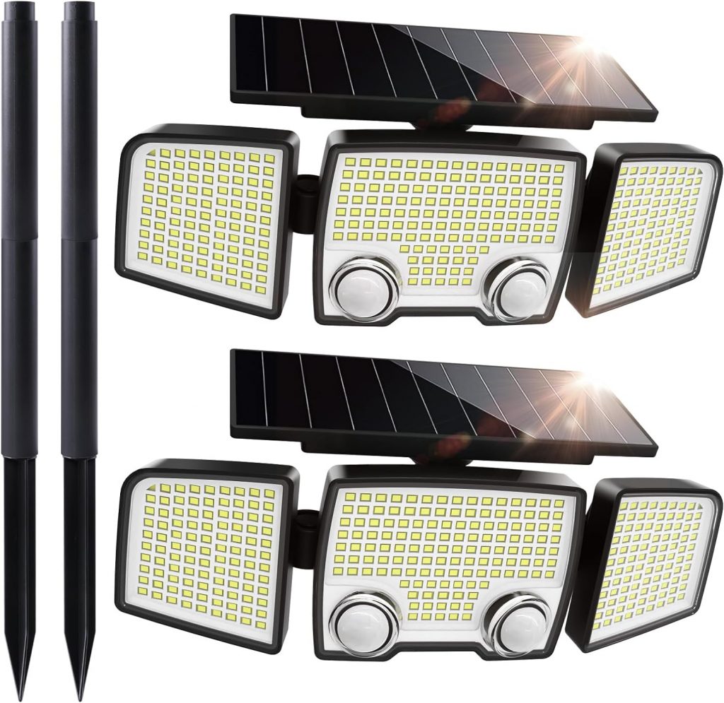 UME Solar Outdoor Lights 332 LED 7000K, Super Bright Motion Sensor Outdoor Lights with 2 Sensors, IP65 Waterproof 270 Wide Angle Solar Flood Lights with 3 Modes for Garden Patio Yard - 2 Pack UME Solar Outdoor Lights 332 LED 7000K, Super Bright Motion Sensor Outdoor Lights with 2 Sensors, IP65 Waterproof 270 Wide Angle Solar Flood Lights with 3 Modes for Garden Patio Yard - 2 Pack