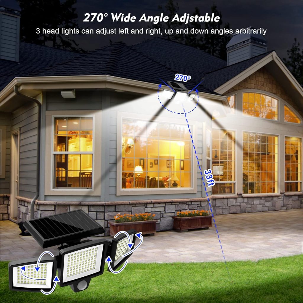 WWimy Solar Lights Outdoor, 210 LED 2500LM Motion Sensor with Remote Control, 3 Heads Security Flood Lights, IP65 Waterproof, 270° Wide Angle Illumination Wall Modes(2 Packs) WWimy Solar Lights Outdoor, 210 LED 2500LM Motion Sensor with Remote Control, 3 Heads Security Flood Lights, IP65 Waterproof, 270° Wide Angle Illumination Wall Modes(2 Packs)