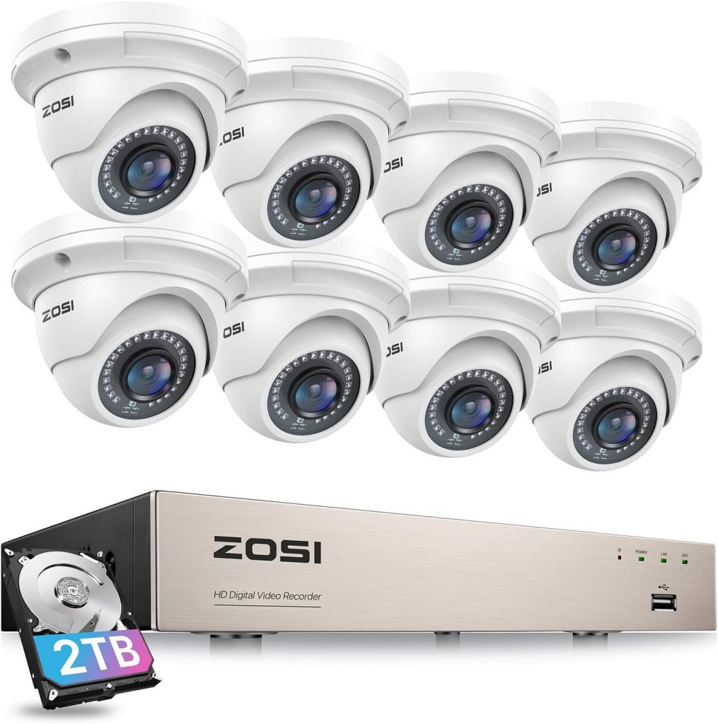 ZOSI 8CH 5MP PoE Home Security Camera System,H.265+ 8 Channel 5MP NVR with 2TB Hard Drive,8pcs Wired 5MP Outdoor Indoor PoE IP Dome Cameras,Night Vision,Motion Detection,Remote Access,24/7 Recording ZOSI 8CH 5MP PoE Home Security Camera System,H.265+ 8 Channel 5MP NVR with 2TB Hard Drive,8pcs Wired 5MP Outdoor Indoor PoE IP Dome Cameras,Night Vision,Motion Detection,Remote Access,24/7 Recording