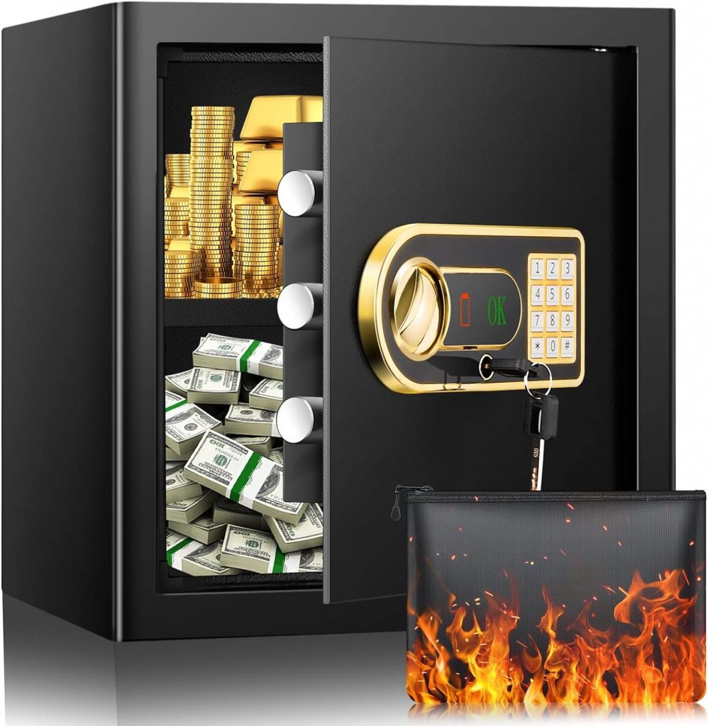 1.8 cu ft Home Safe Fireproof Waterproof with Fireproof Bag, Anti-Theft Sturdy Fireproof Safe Box with Keypad and 2 Keys, Security Safe for Personal Valuables Documents Pistol Medicine Jewelry 1.8 cu ft Home Safe Fireproof Waterproof with Fireproof Bag, Anti-Theft Sturdy Fireproof Safe Box with Keypad and 2 Keys, Security Safe for Personal Valuables Documents Pistol Medicine Jewelry