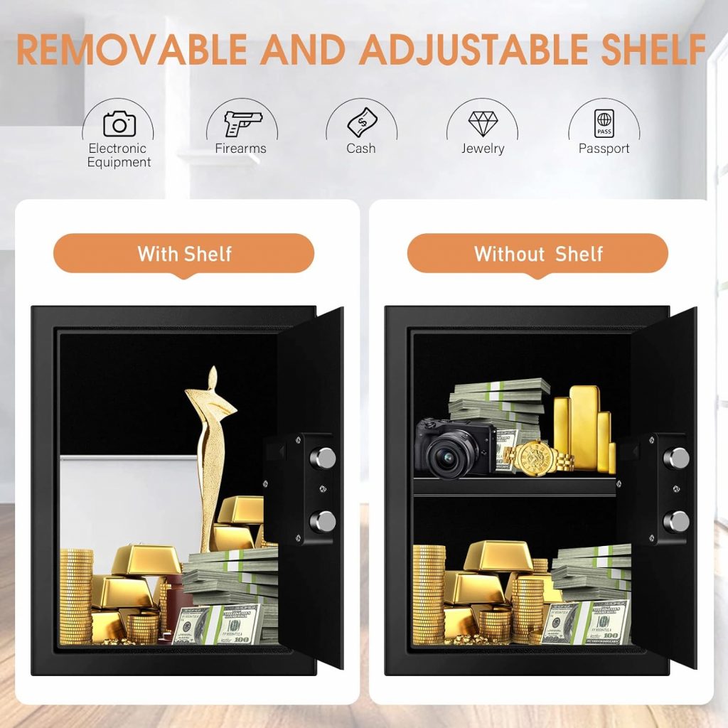 2.5 Cu ft Large Home Safe Fireproof Waterproof, Digital Home Security Safe Box with Numeric Keypad and Spare Keys, Fireproof Document Safe for Home Money Firearm Medicines (50MD-6) 2.5 Cu ft Large Home Safe Fireproof Waterproof, Home Safe Holiday Deals